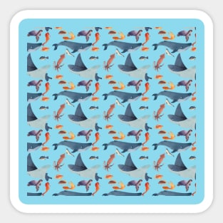 Sea Life Blue Pattern Sticker